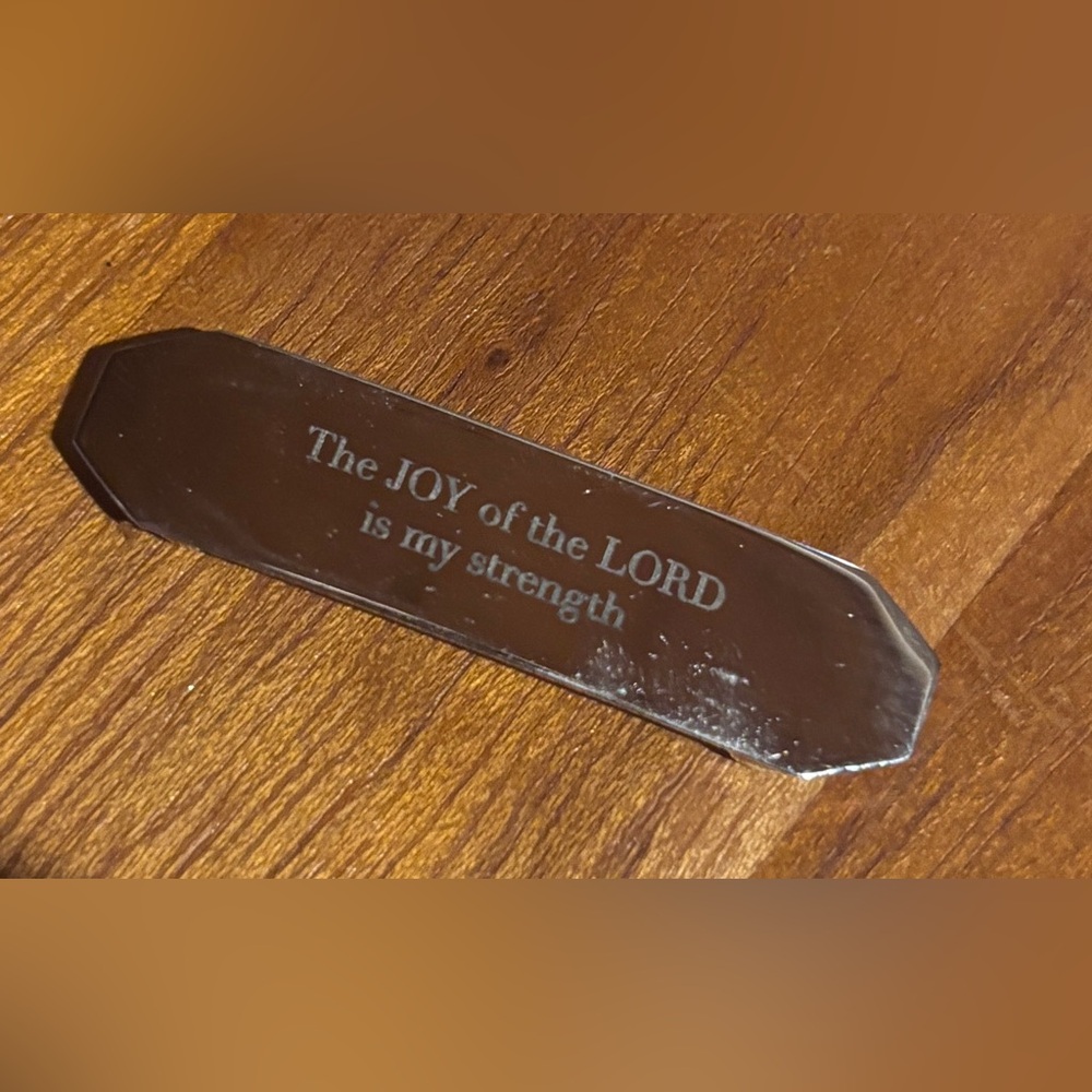 Engraved Metal Bracelet Slider - 'The JOY of the LORD' - Silver Tone Origami Owl